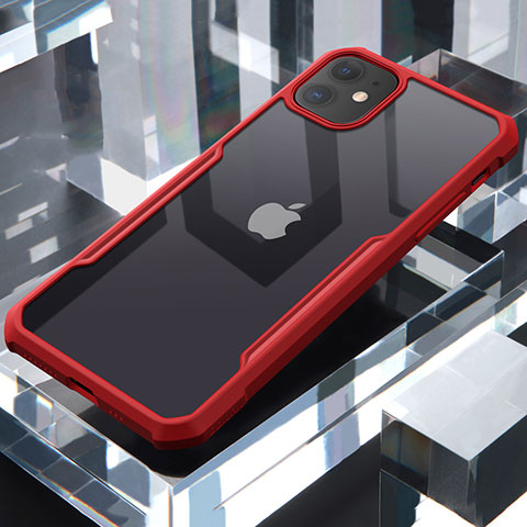 Coque Rebord Contour Silicone et Vitre Transparente Miroir Housse Etui pour Apple iPhone 11 Rouge