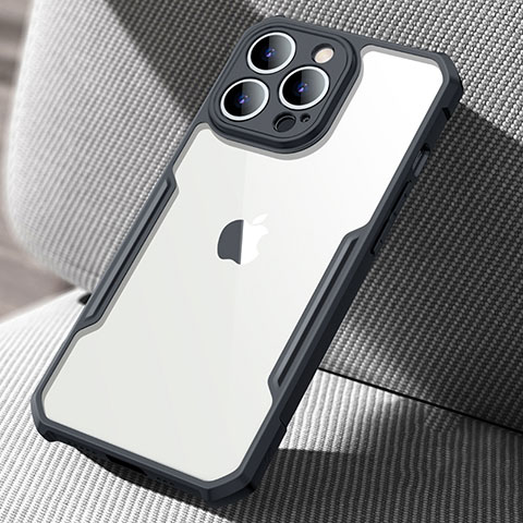 Coque Rebord Contour Silicone et Vitre Transparente Miroir Housse Etui pour Apple iPhone 16 Pro Max Noir