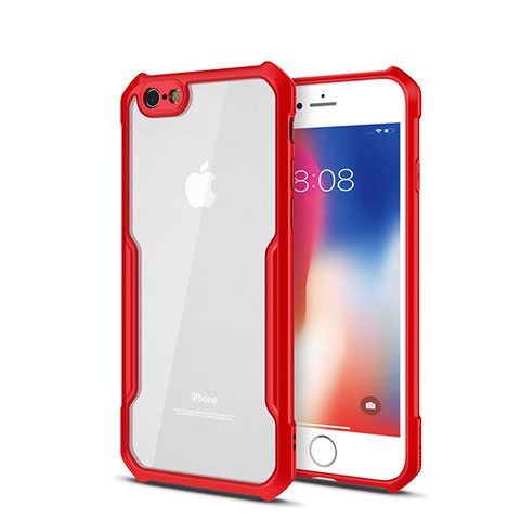 Coque Rebord Contour Silicone et Vitre Transparente Miroir Housse Etui pour Apple iPhone 6S Rouge