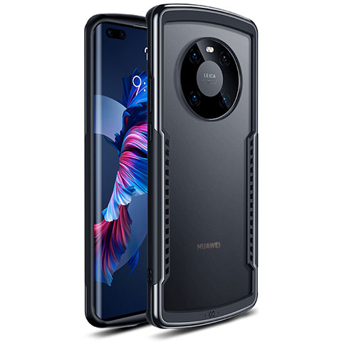 Coque Rebord Contour Silicone et Vitre Transparente Miroir Housse Etui pour Huawei Mate 40 Pro Noir