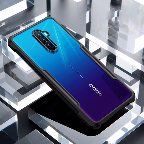 Coque Rebord Contour Silicone et Vitre Transparente Miroir Housse Etui pour Oppo Reno Ace Noir