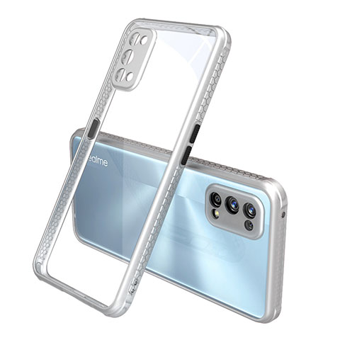 Coque Rebord Contour Silicone et Vitre Transparente Miroir Housse Etui pour Realme 7 Pro Argent