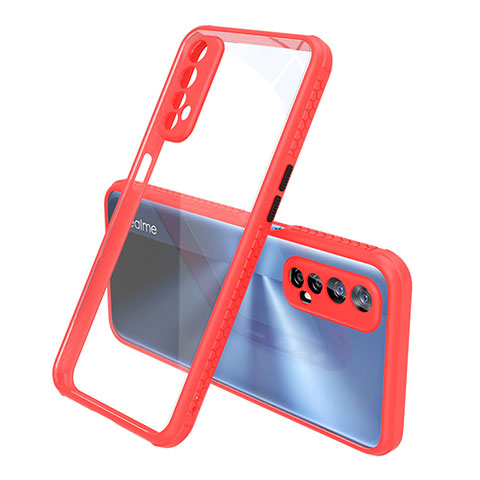 Coque Rebord Contour Silicone et Vitre Transparente Miroir Housse Etui pour Realme 7 Rouge