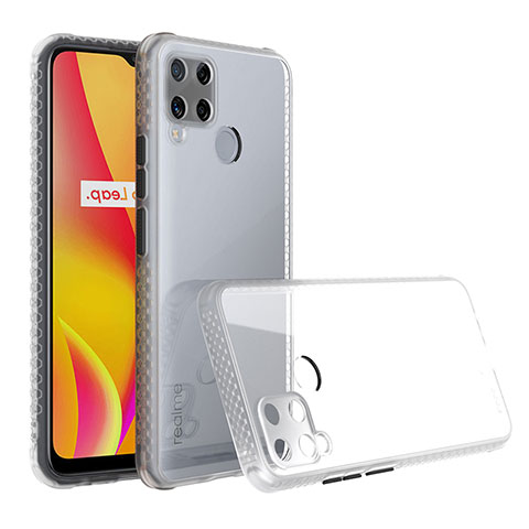 Coque Rebord Contour Silicone et Vitre Transparente Miroir Housse Etui pour Realme C15 Clair