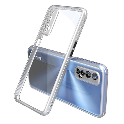 Coque Rebord Contour Silicone et Vitre Transparente Miroir Housse Etui pour Realme Narzo 30 4G Argent