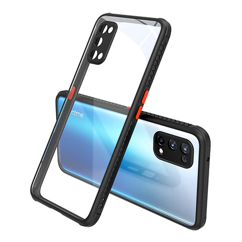 Coque Rebord Contour Silicone et Vitre Transparente Miroir Housse Etui pour Realme Q2 Pro 5G Noir