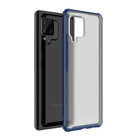 Coque Rebord Contour Silicone et Vitre Transparente Miroir Housse Etui pour Samsung Galaxy A42 5G Bleu