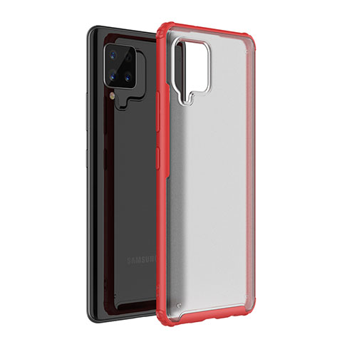 Coque Rebord Contour Silicone et Vitre Transparente Miroir Housse Etui pour Samsung Galaxy A42 5G Rouge