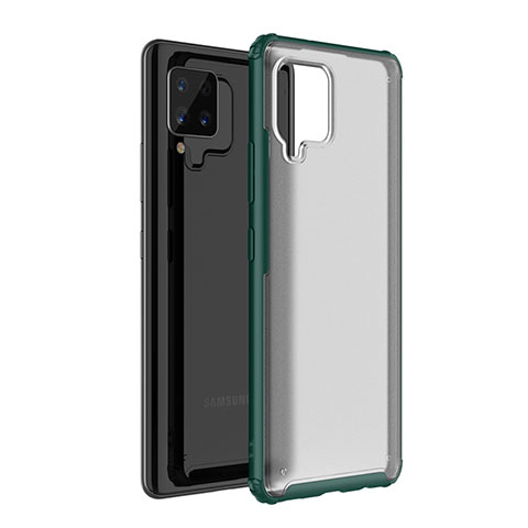 Coque Rebord Contour Silicone et Vitre Transparente Miroir Housse Etui pour Samsung Galaxy A42 5G Vert