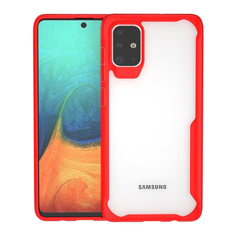 Coque Rebord Contour Silicone et Vitre Transparente Miroir Housse Etui pour Samsung Galaxy A71 5G Rouge