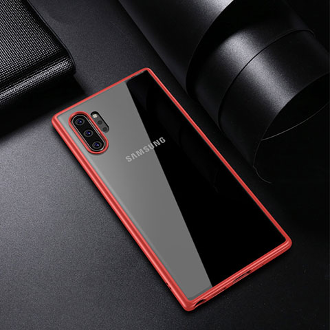 Coque Rebord Contour Silicone et Vitre Transparente Miroir Housse Etui pour Samsung Galaxy Note 10 Plus 5G Rouge