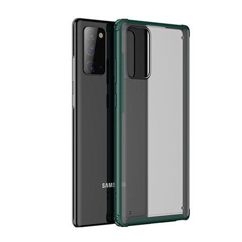 Coque Rebord Contour Silicone et Vitre Transparente Miroir Housse Etui pour Samsung Galaxy Note 20 Plus 5G Vert