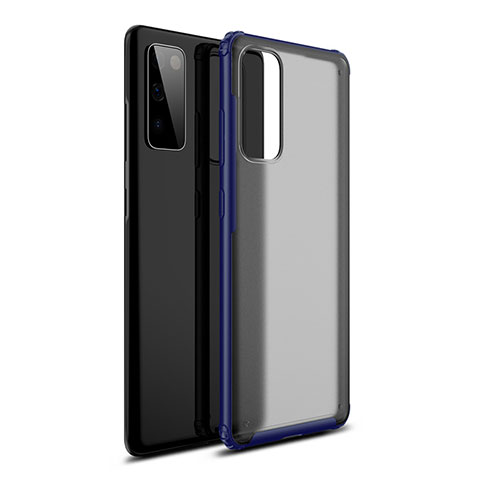 Coque Rebord Contour Silicone et Vitre Transparente Miroir Housse Etui pour Samsung Galaxy S20 FE 4G Bleu