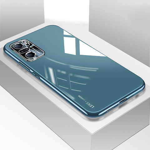 Coque Rebord Contour Silicone et Vitre Transparente Miroir Housse Etui pour Xiaomi Mi 11X Pro 5G Bleu