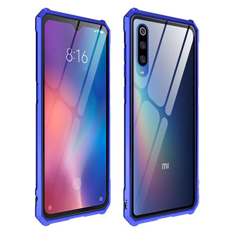 Coque Rebord Contour Silicone et Vitre Transparente Miroir Housse Etui pour Xiaomi Mi 9 SE Bleu