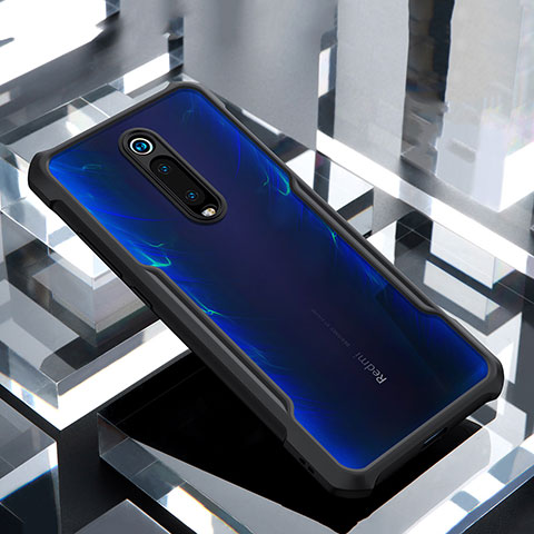 Coque Rebord Contour Silicone et Vitre Transparente Miroir Housse Etui pour Xiaomi Mi 9T Noir