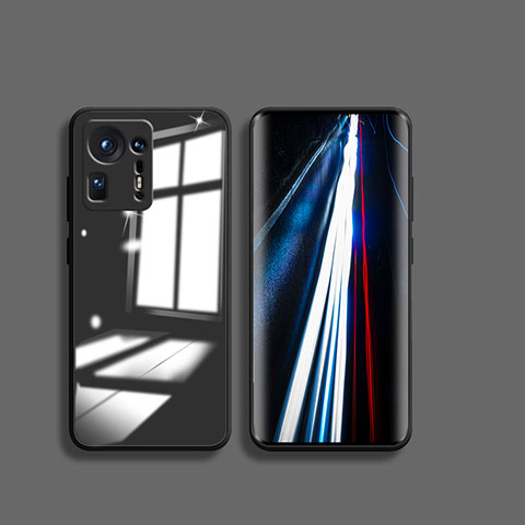 Coque Rebord Contour Silicone et Vitre Transparente Miroir Housse Etui pour Xiaomi Mi Mix 4 5G Noir