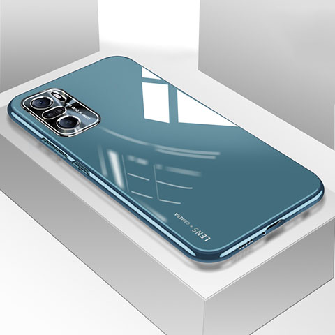 Coque Rebord Contour Silicone et Vitre Transparente Miroir Housse Etui pour Xiaomi Redmi K40 Pro 5G Bleu