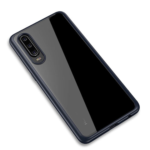 Coque Rebord Contour Silicone et Vitre Transparente Miroir Housse Etui T03 pour Huawei P30 Bleu