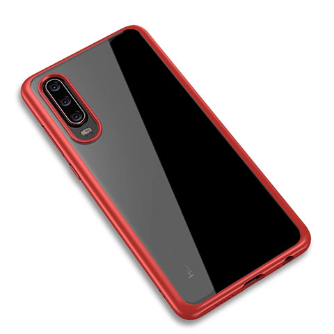 Coque Rebord Contour Silicone et Vitre Transparente Miroir Housse Etui T03 pour Huawei P30 Rouge