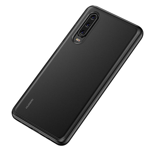 Coque Rebord Contour Silicone et Vitre Transparente Miroir Housse Etui T04 pour Huawei P30 Noir