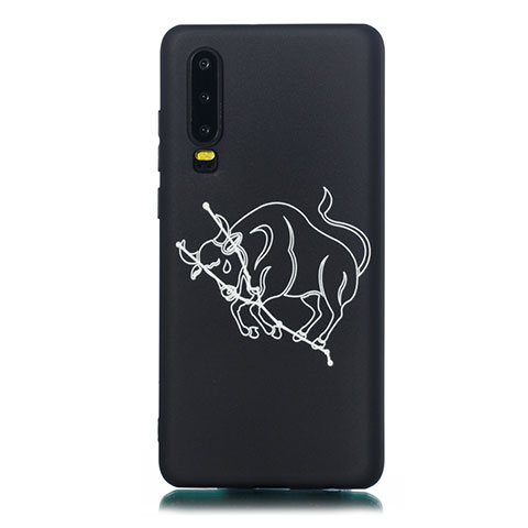 Coque Silicone Constellation Souple Couleur Unie Etui Housse S02 pour Huawei P30 Noir