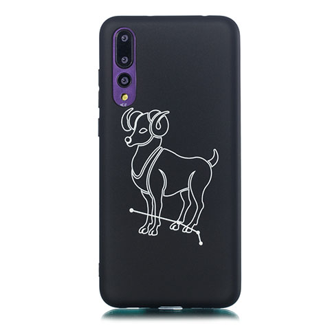 Coque Silicone Constellation Souple Couleur Unie Etui Housse S06 pour Huawei P20 Pro Noir