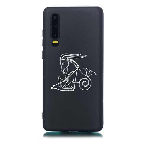 Coque Silicone Constellation Souple Couleur Unie Etui Housse S06 pour Huawei P30 Noir