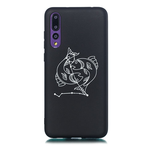 Coque Silicone Constellation Souple Couleur Unie Etui Housse S07 pour Huawei P20 Pro Noir