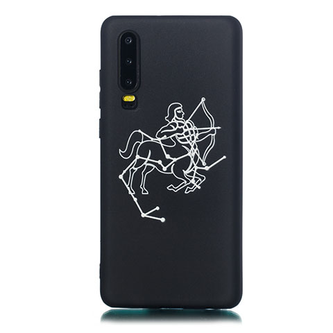 Coque Silicone Constellation Souple Couleur Unie Etui Housse S07 pour Huawei P30 Noir