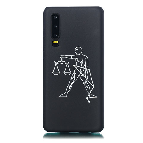 Coque Silicone Constellation Souple Couleur Unie Etui Housse S09 pour Huawei P30 Noir