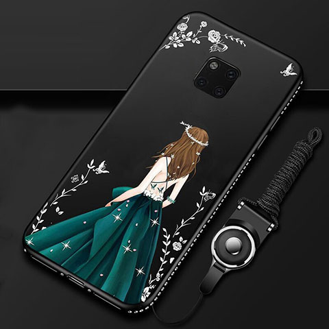 Coque Silicone Dos de Fille Souple Couleur Unie Etui Housse K01 pour Huawei Mate 20 Pro Noir