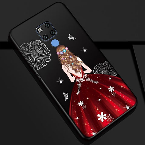 Coque Silicone Dos de Fille Souple Couleur Unie Etui Housse K01 pour Huawei Mate 20 Rouge et Noir