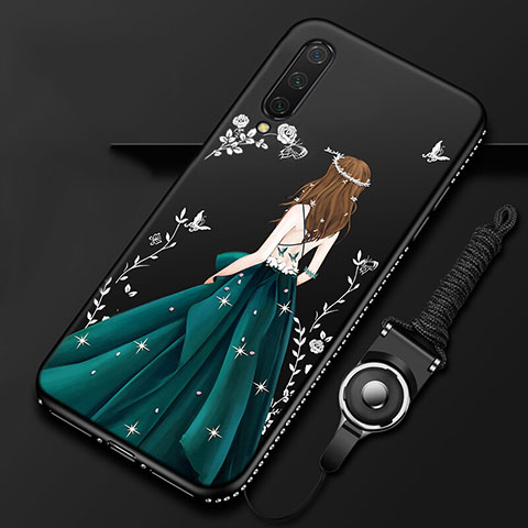 Coque Silicone Dos de Fille Souple Couleur Unie Etui Housse K01 pour Xiaomi Mi A3 Vert