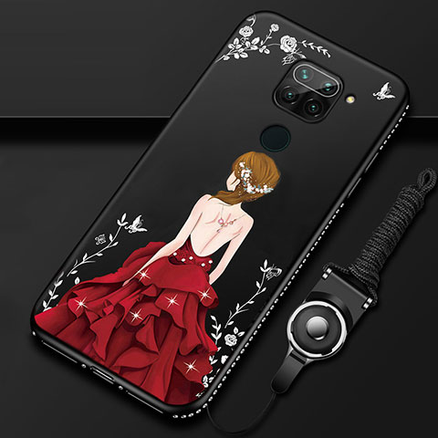 Coque Silicone Dos de Fille Souple Couleur Unie Etui Housse K01 pour Xiaomi Redmi 10X 4G Rouge et Noir