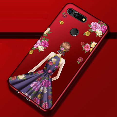 Coque Silicone Dos de Fille Souple Couleur Unie Etui Housse K02 pour Huawei Honor View 20 Violet