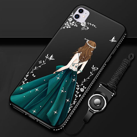 Coque Silicone Dos de Fille Souple Couleur Unie Etui Housse M01 pour Apple iPhone 11 Vert