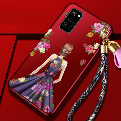 Coque Silicone Dos de Fille Souple Couleur Unie Etui Housse pour Huawei Honor V30 Pro 5G Violet