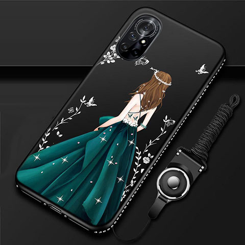 Coque Silicone Dos de Fille Souple Couleur Unie Etui Housse pour Huawei Nova 8 5G Noir