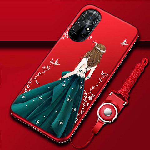 Coque Silicone Dos de Fille Souple Couleur Unie Etui Housse pour Huawei Nova 8 Pro 5G Vert