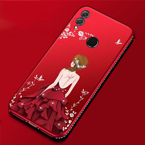 Coque Silicone Dos de Fille Souple Couleur Unie Etui Housse pour Huawei P Smart (2019) Rouge