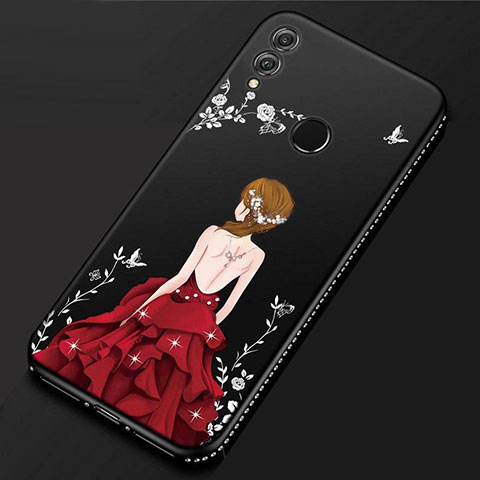 Coque Silicone Dos de Fille Souple Couleur Unie Etui Housse pour Huawei P Smart (2019) Rouge et Noir