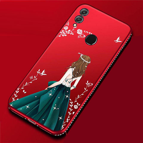 Coque Silicone Dos de Fille Souple Couleur Unie Etui Housse pour Huawei P Smart (2019) Vin Rouge