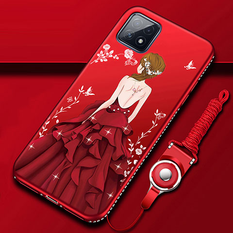 Coque Silicone Dos de Fille Souple Couleur Unie Etui Housse pour Oppo A73 5G Rouge