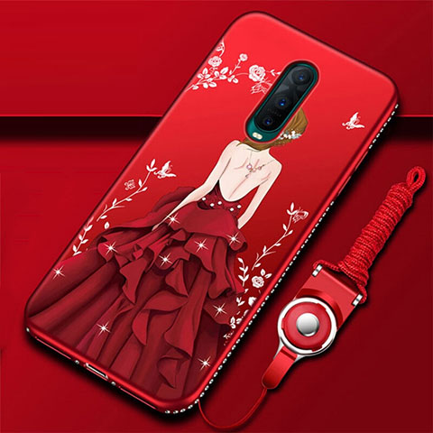 Coque Silicone Dos de Fille Souple Couleur Unie Etui Housse pour Oppo R17 Pro Rouge