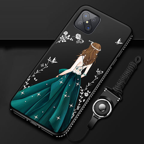 Coque Silicone Dos de Fille Souple Couleur Unie Etui Housse pour Oppo Reno4 Z 5G Vert