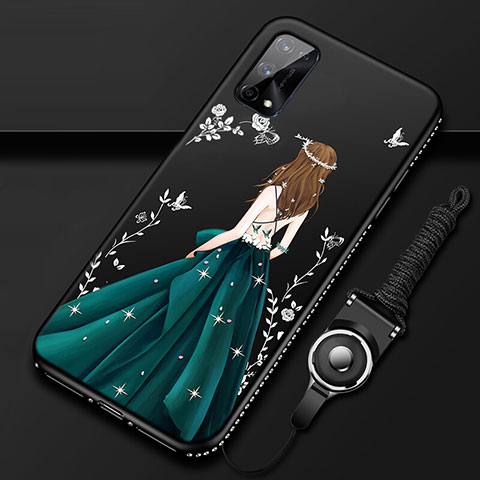 Coque Silicone Dos de Fille Souple Couleur Unie Etui Housse pour Realme Q2 Pro 5G Noir