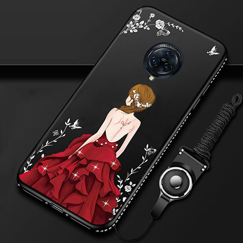 Coque Silicone Dos de Fille Souple Couleur Unie Etui Housse pour Vivo Nex 3 Rouge et Noir