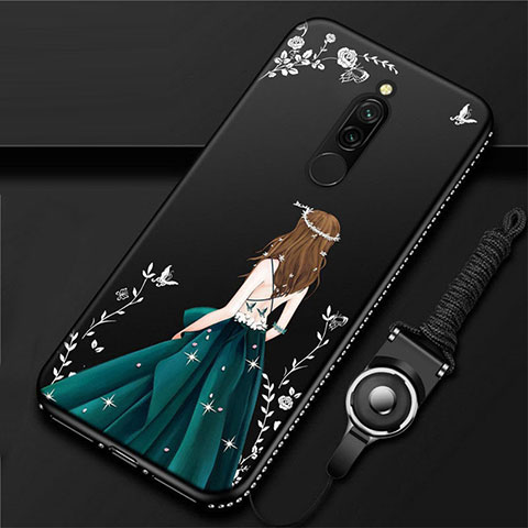 Coque Silicone Dos de Fille Souple Couleur Unie Etui Housse pour Xiaomi Redmi 8 Vert