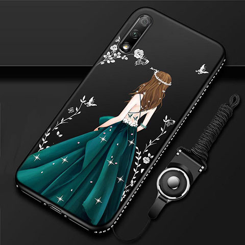 Coque Silicone Dos de Fille Souple Couleur Unie Etui Housse S01 pour Huawei Honor 9X Vert